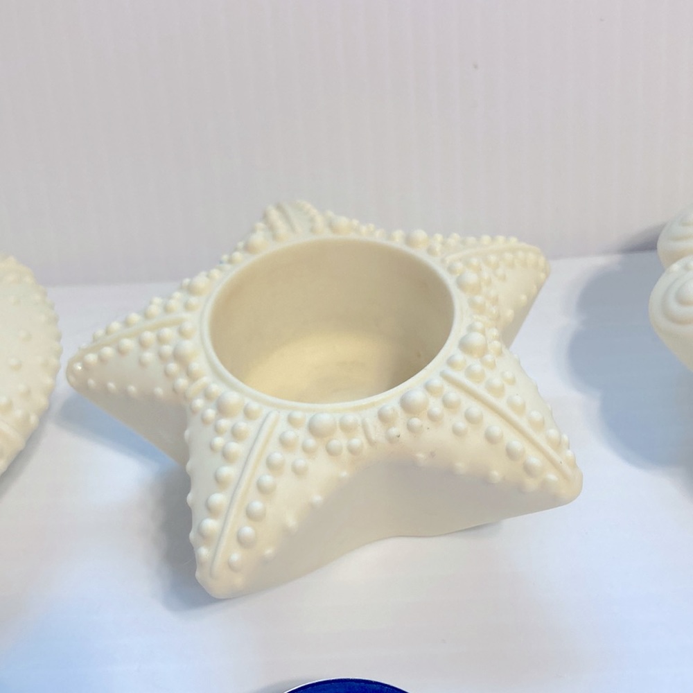 PartyLite Sea Drifters Candle Holders Tea Light Votive Bisque Set of 3 - Picture 4 of 16